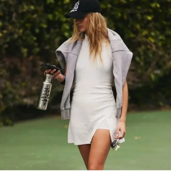 NWOT Free People X FP Movement Easy Does It Dress / Roapmer In White Pockets - Picture 2 of 8